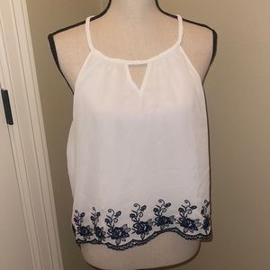 White/Navy floral tank top